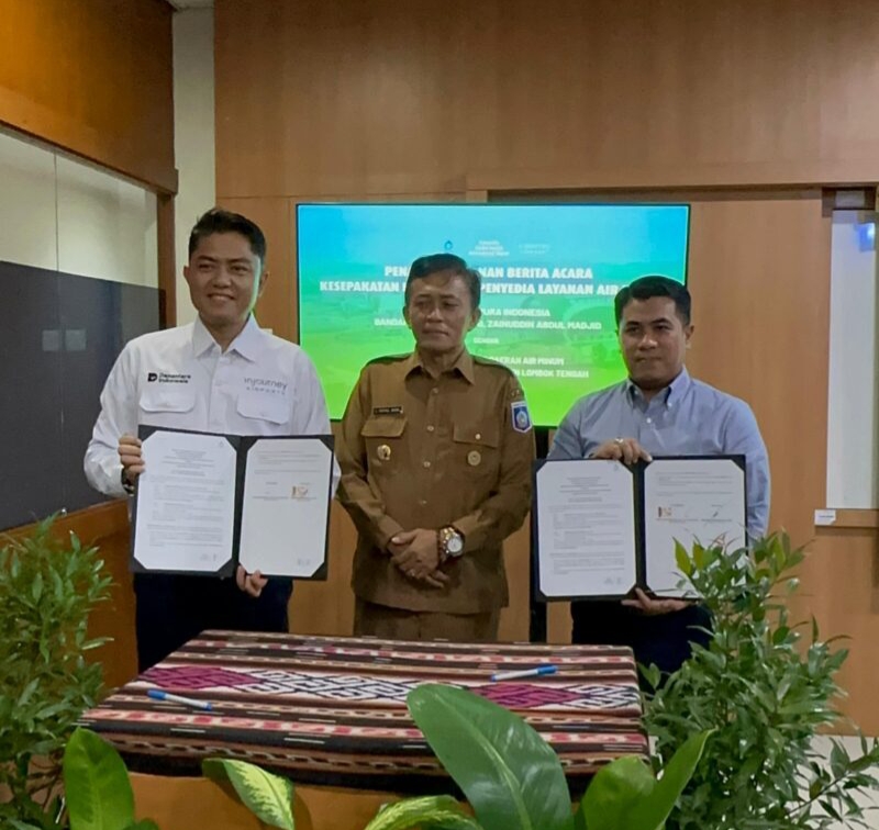 Perumda Tirta Ardhia Rinjani Lombok Tengah dan PT Angkasa Pura I Teken MoU Layanan Air Bersih Bandara