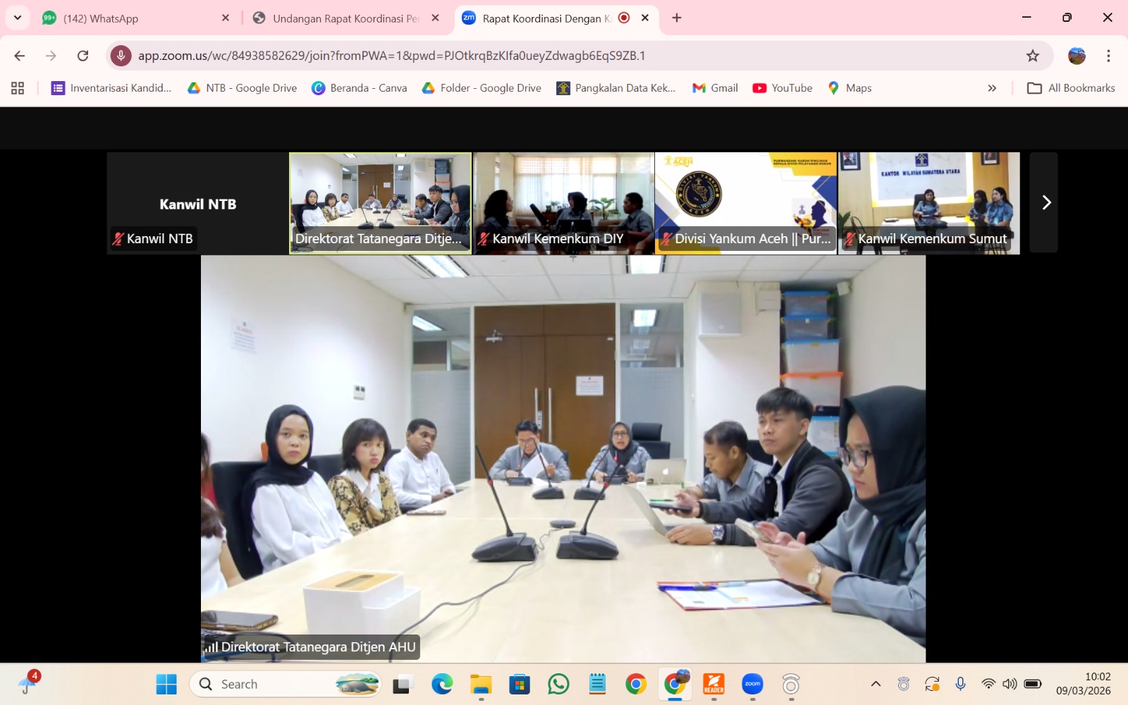 Kanwil Kemenkum NTB Ikuti Rakor Penerbitan SKT Pendirian Partai Politik