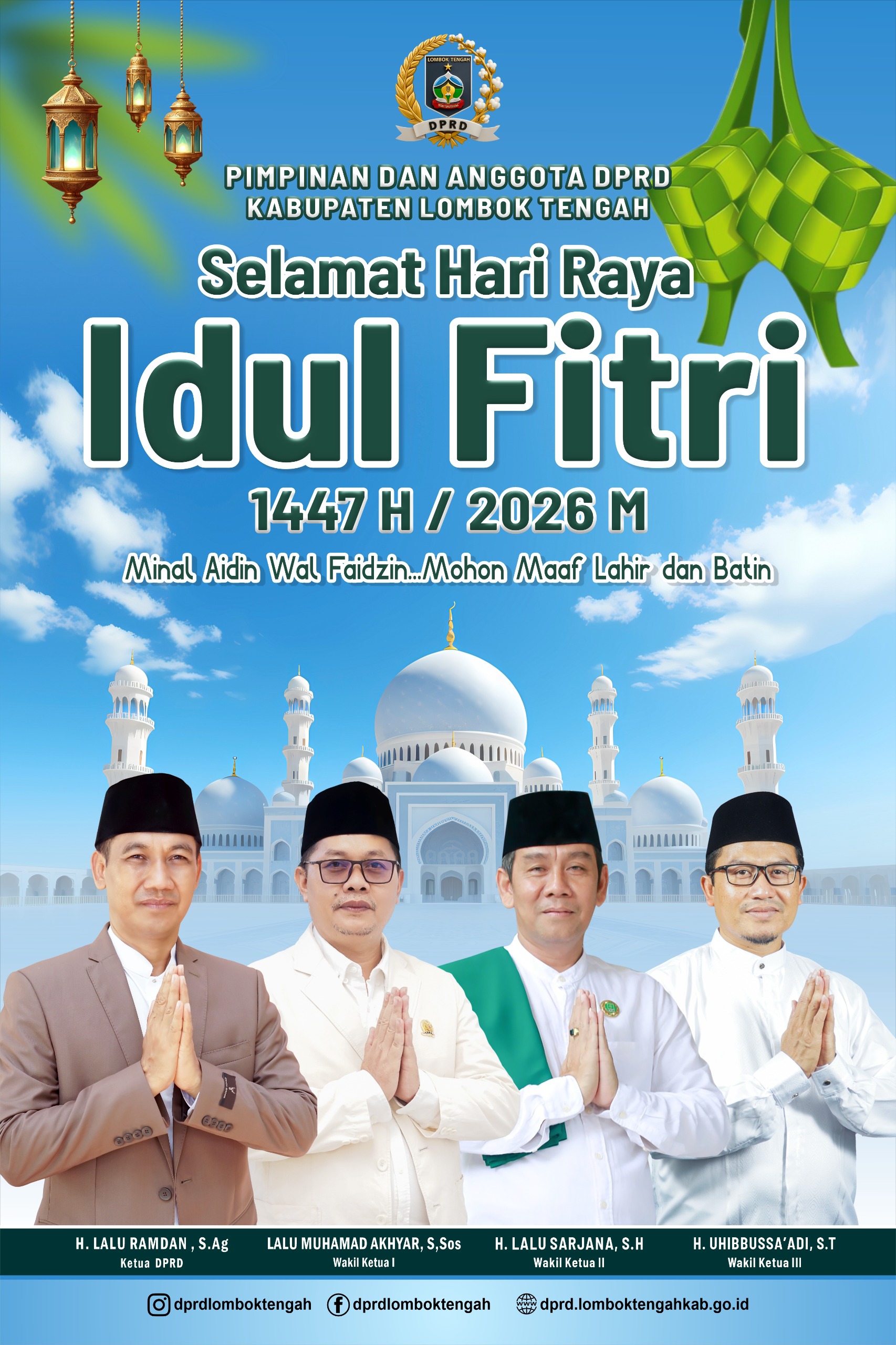 Pimpinan Dan Anggota DPRD Kabupaten Lombok Tengah Mengucapkan Selamat Hari Raya Idul Fitri 1447 H / 2026 M