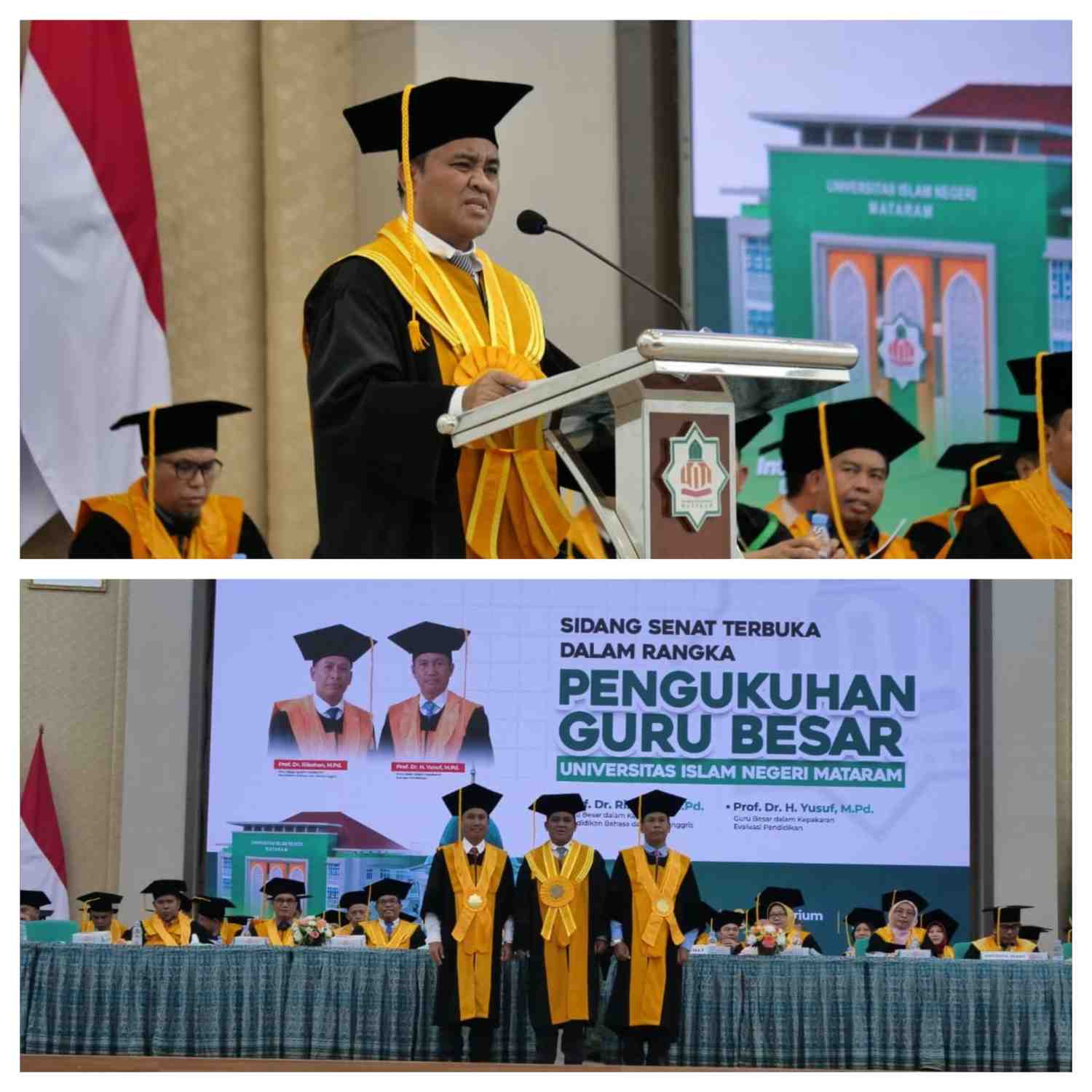 Pengukuhan Dua Guru Besar Baru UIN Mataram ke 70 dan 71 , Prof Masnun Tekankan Jihad Intelektual