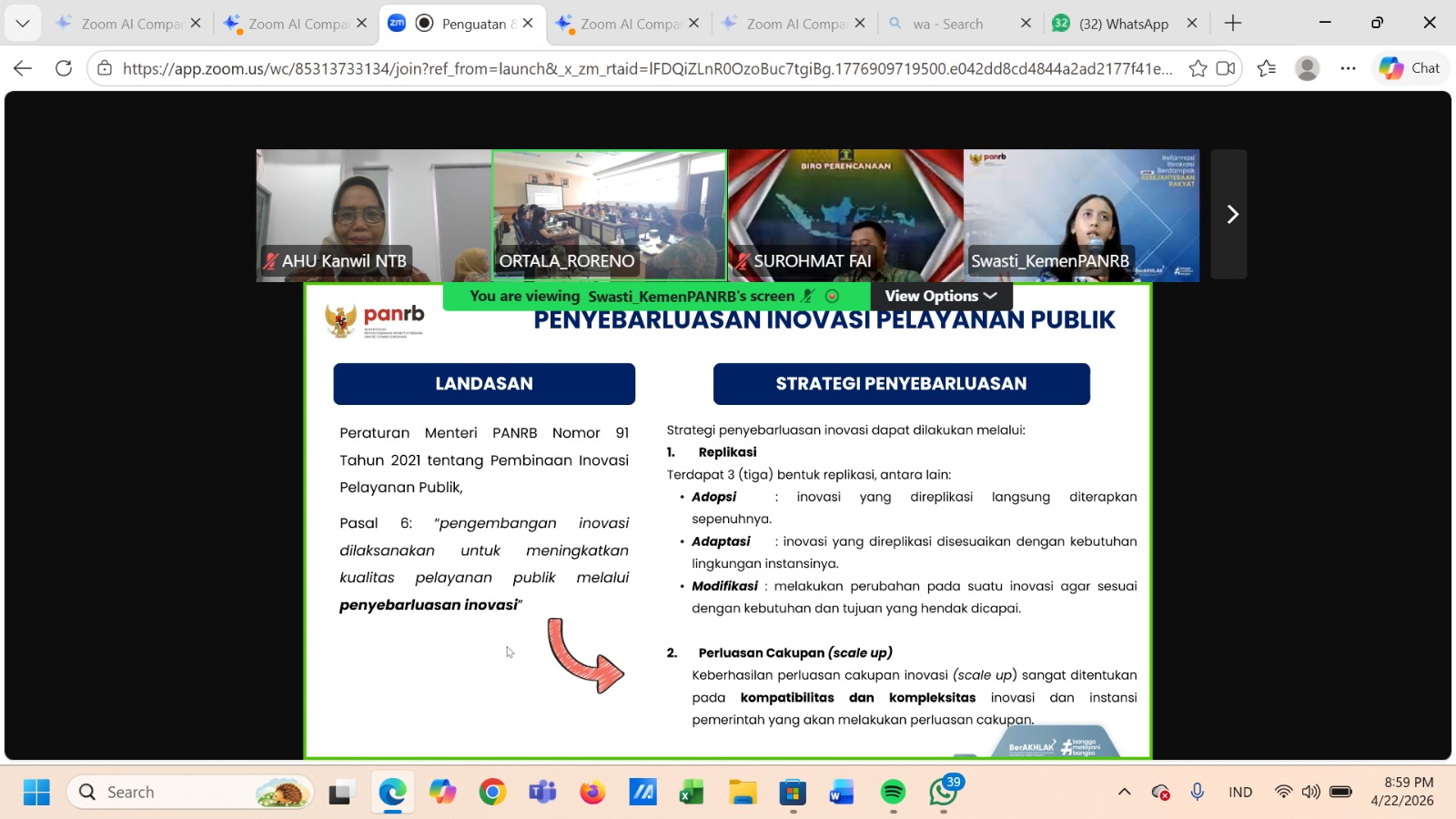 Kanwil Kemenkum NTB Ikuti Rapat Koordinasi Hari Ke-4, Bahas Penguatan Pelayanan Publik