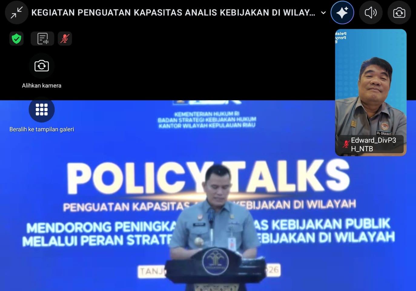 Kanwil Kemenkum NTB Ikuti Policy Talks, Bahas Peningkatan Kualitas Kebijakan Publik melalui Peran Analis Kebijakan