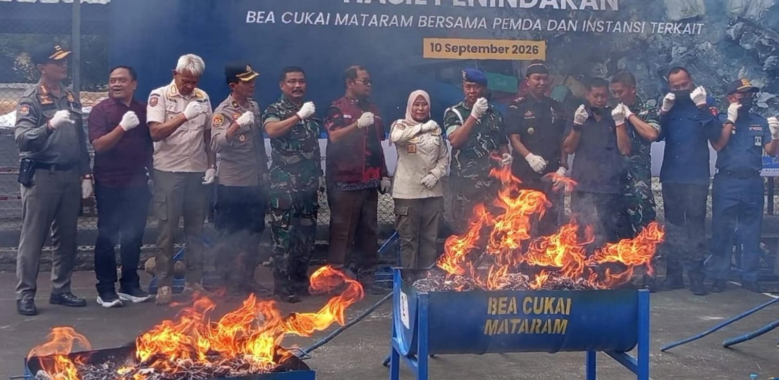 Bea Cukai Mataram Musnahkan Jutaan Batang Rokok Ilegal dan Ribuan Liter Miras Ilegal